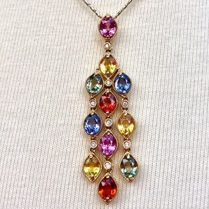 Sapphire and Diamond pendant 14kt yellow gold